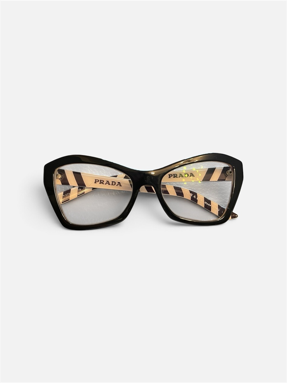 PRADA PR O7Y Symbole collection, which is known for its bold, geometric Frame